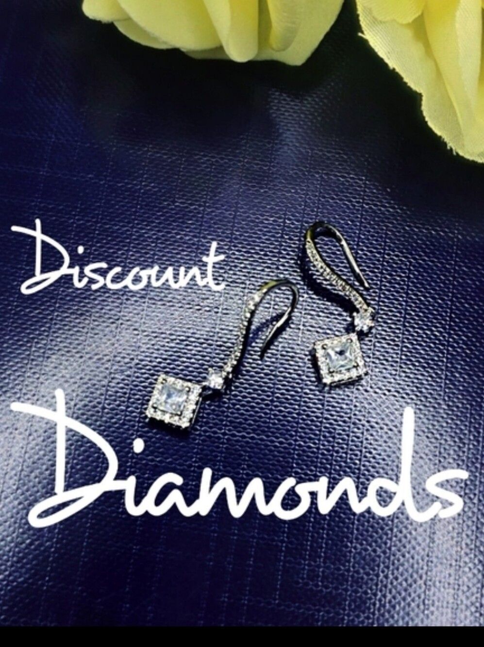 Princess Cut Clear White 2 Ct. Diamond Earrings on 925 Silver